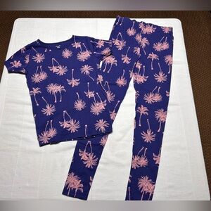 Carter's Blue and Pink Palm Tree Pajama Set